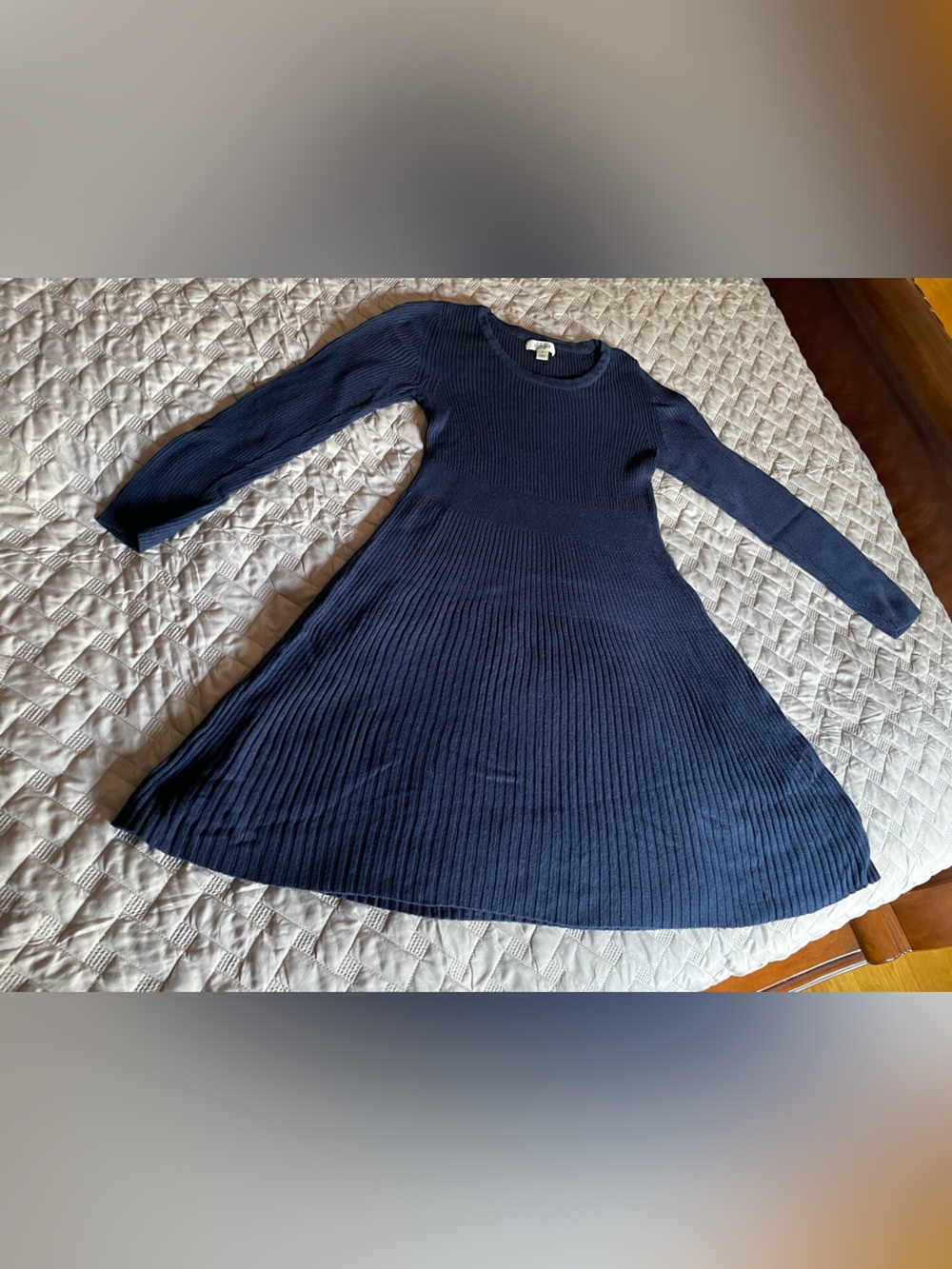 Style & Co. Dark Blue Ribbed Fit-and-Flare Sweater Dress